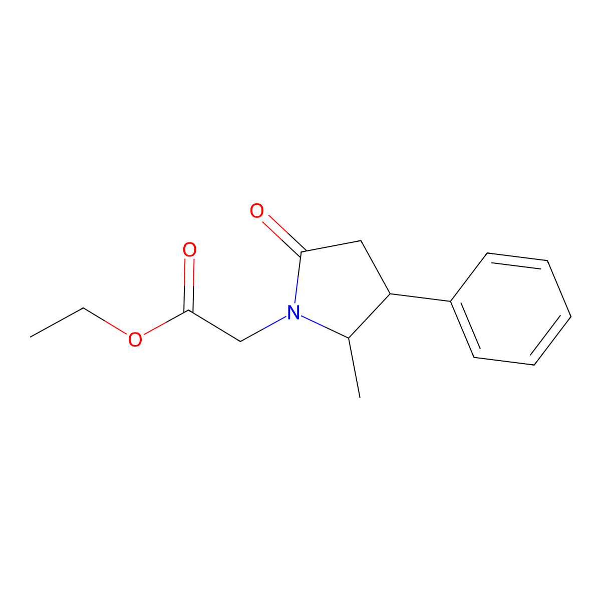 Ethyl 2-(2-methyl-5-oxo-3-phenylpyrrolidin-1-yl)acetate molecular structure, CAS 787623-52-3