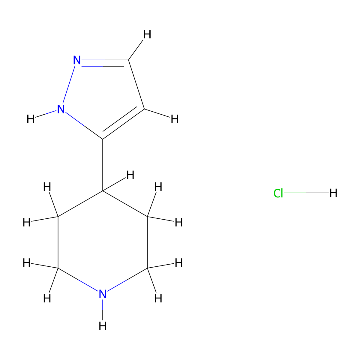 4-(1H-Pyrazol-3-YL)piperidine hydrochloride molecular structure, CAS 787640-26-0
