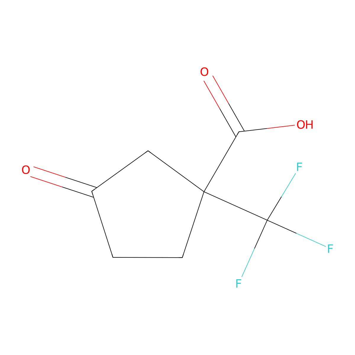 3-Oxo-1-(trifluoromethyl)cyclopentane-1-carboxylic acid molecular structure, CAS 787640-49-7