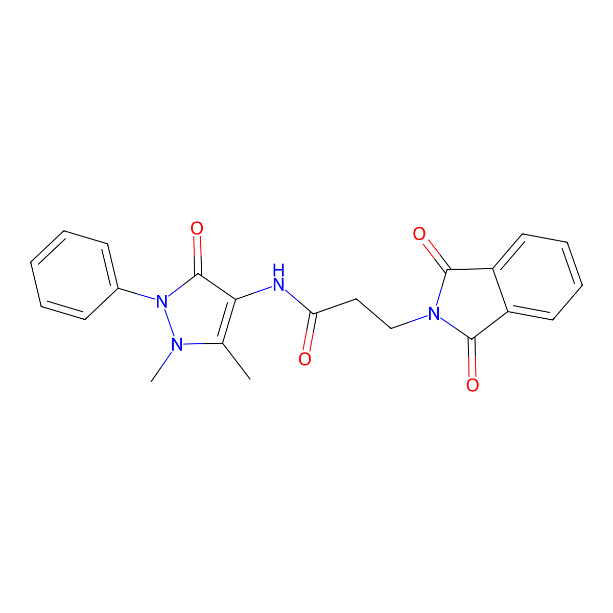 N-(1,5-dimethyl-3-oxo-2-phenylpyrazol-4-yl)-3-(1,3-dioxoisoindol-2-yl)propanamide molecular structure, CAS 78768-39-5