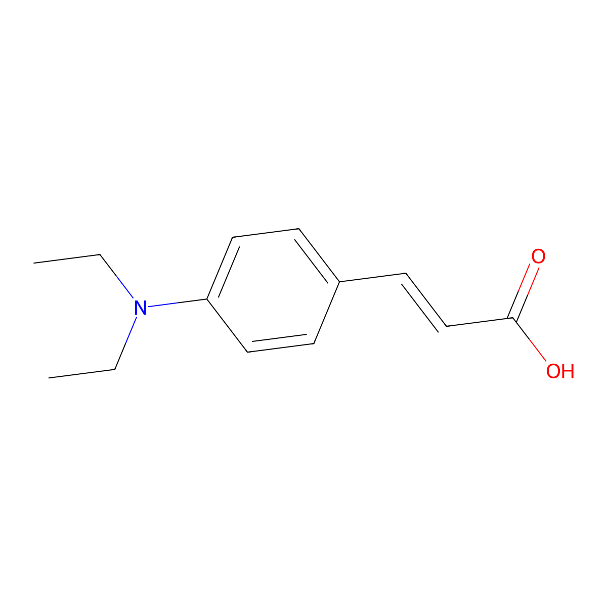 (2E)-3-[4-(diethylamino)phenyl]acrylic acid molecular structure, CAS 78776-25-7