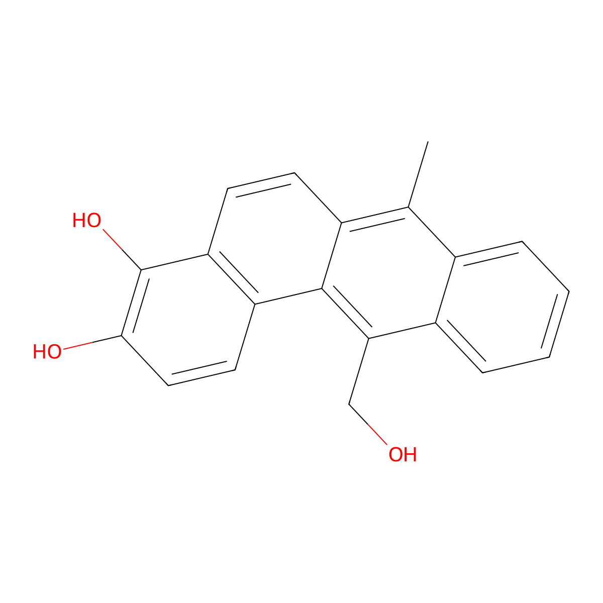 BENZ(a)ANTHRACENE-3,4-DIOL, 12-(HYDROXYMETHYL)-7-METHYL- molecular structure, CAS 78776-42-8