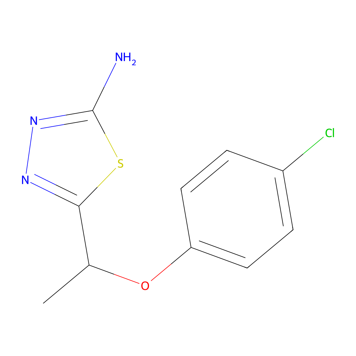 5-[1-(4-Chlorophenoxy)ethyl]-1,3,4-thiadiazol-2-amine molecular structure, CAS 78784-06-2