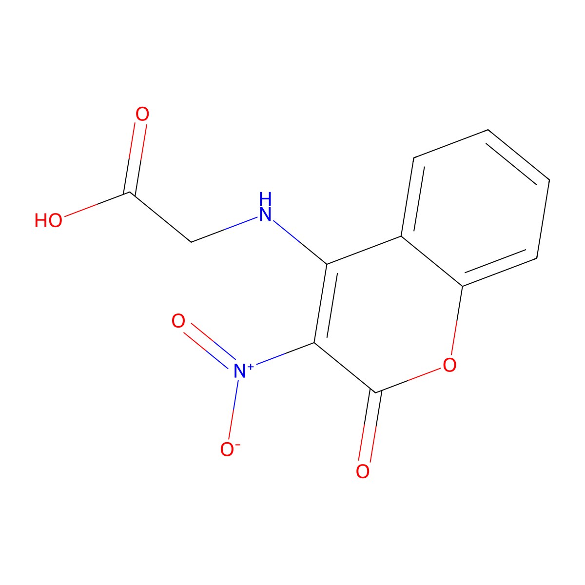 (3-Nitro-2-oxo-2H-chromen-4-ylamino)-acetic acid molecular structure, CAS 78795-04-7