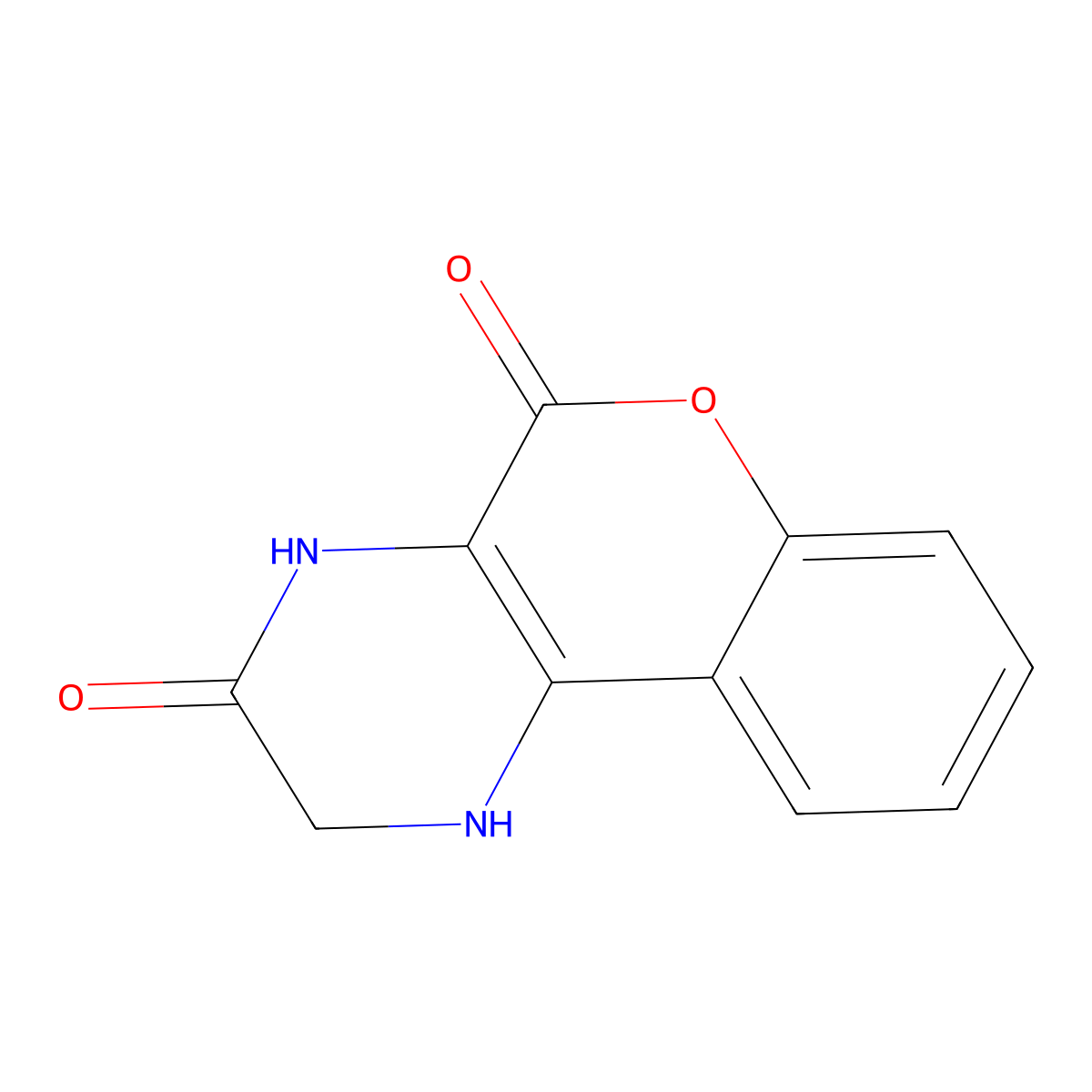 3,4-Dihydro-1H-9-oxa-1,4-diaza-phenanthrene-2,10-dione molecular structure, CAS 78795-06-9