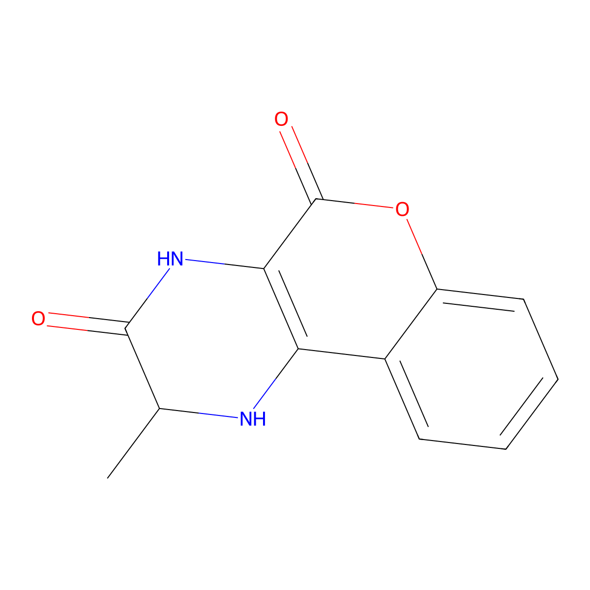 3-Methyl-3,4-dihydro-1H-9-oxa-1,4-diaza-phenanthrene-2,10-dione molecular structure, CAS 78795-07-0