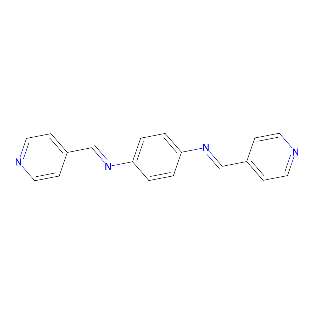 1,4-Benzenediamine, N,N'-bis(4-pyridinylmethylene)- molecular structure, CAS 78808-21-6