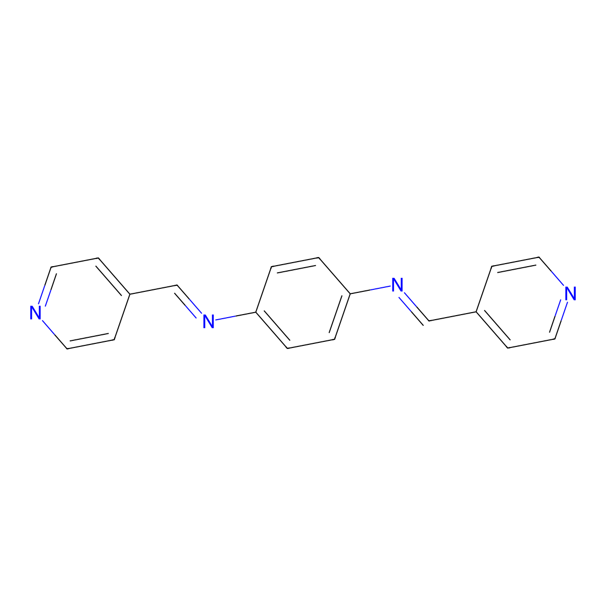 1,4-Benzenediamine, N,N'-bis(4-pyridinylmethylene)- molecular structure, CAS 78808-21-6