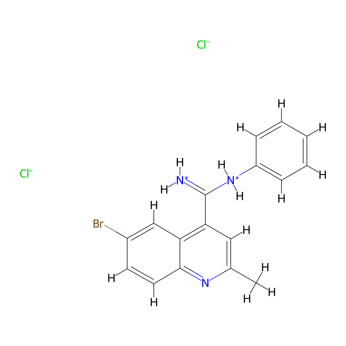 Formamidine, 1-(6-bromo-2-methyl-4-quinolyl)-N-phenyl-, dihydrochloride molecular structure, CAS 78812-07-4