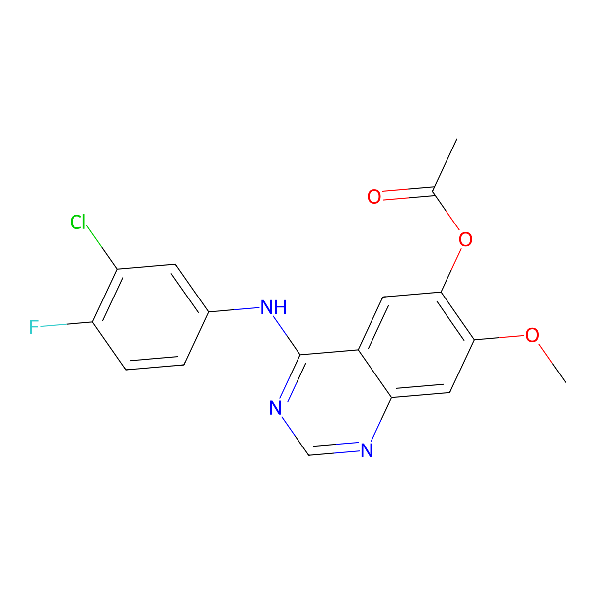 4-((3-Chloro-4-fluorophenyl)amino)-7-methoxyquinazolin-6-yl acetate molecular structure, CAS 788136-89-0