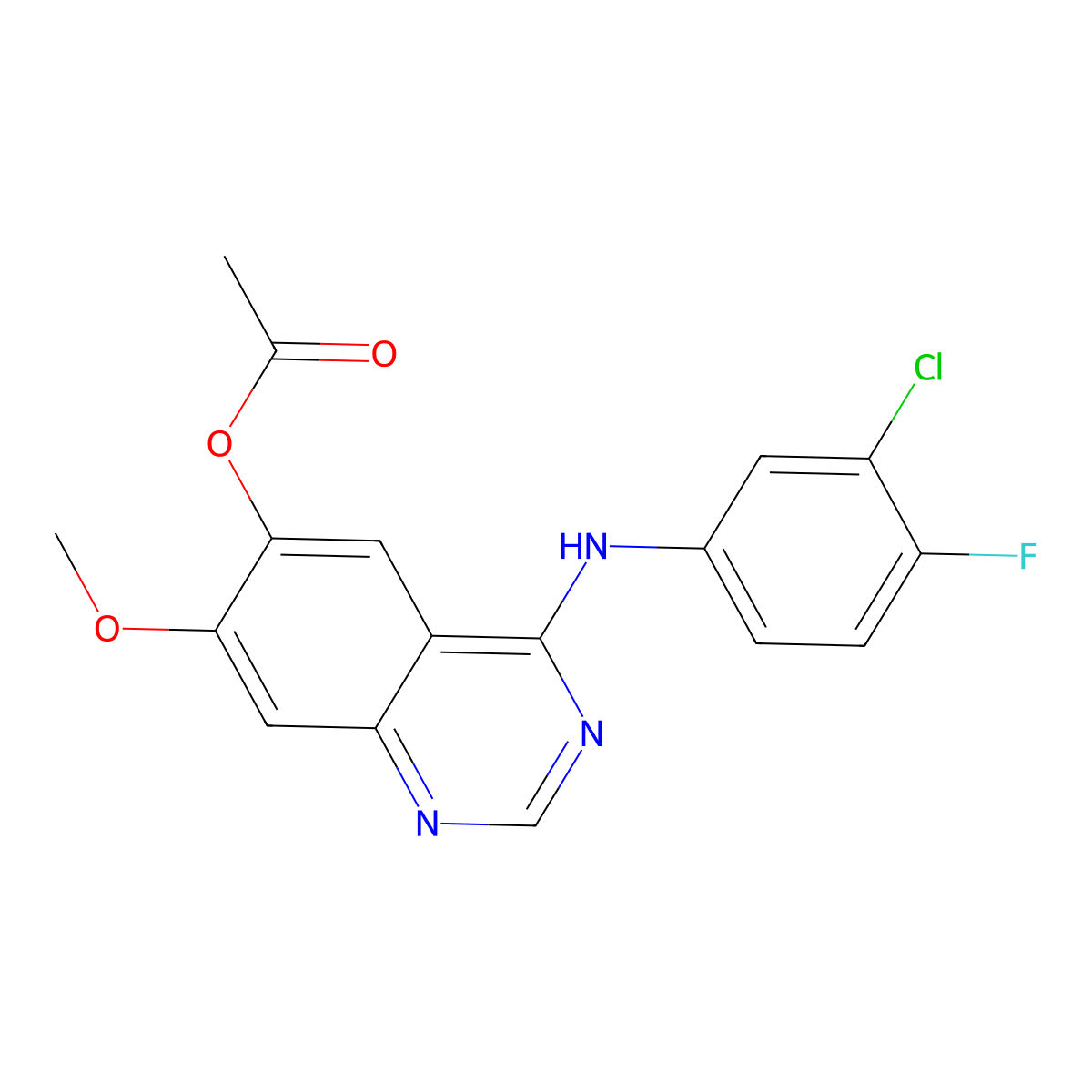4-((3-Chloro-4-fluorophenyl)amino)-7-methoxyquinazolin-6-yl acetate molecular structure, CAS 788136-89-0