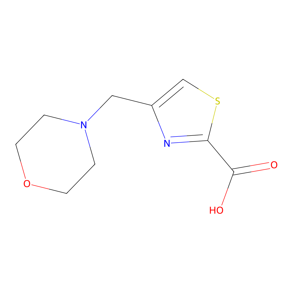 4-(Morpholin-4-ylmethyl)-1,3-thiazole-2-carboxylic acid molecular structure, CAS 788148-86-7