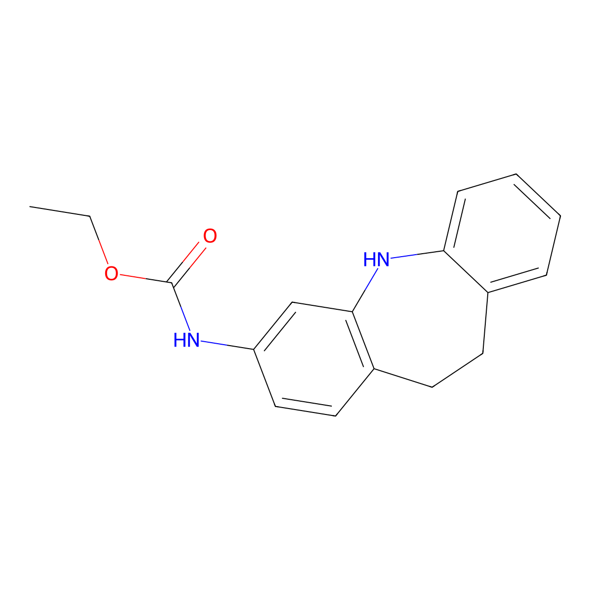 ethyl 10,11-dihydro-5H-dibenzo[b,f]azepin-3-ylcarbamate molecular structure, CAS 78816-40-7
