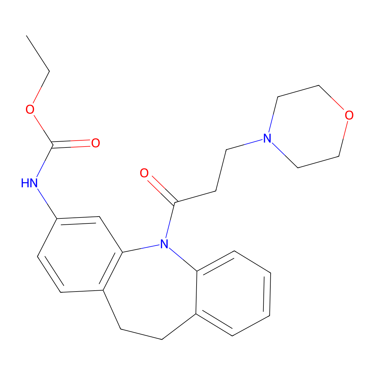Carbamic acid, (10,11-dihydro-5-(3-(4-morpholinyl)-1-oxopropyl)-5H-dibenz(b,f)azepin-3-yl)-, ethyl ester molecular structure, CAS 78816-42-9