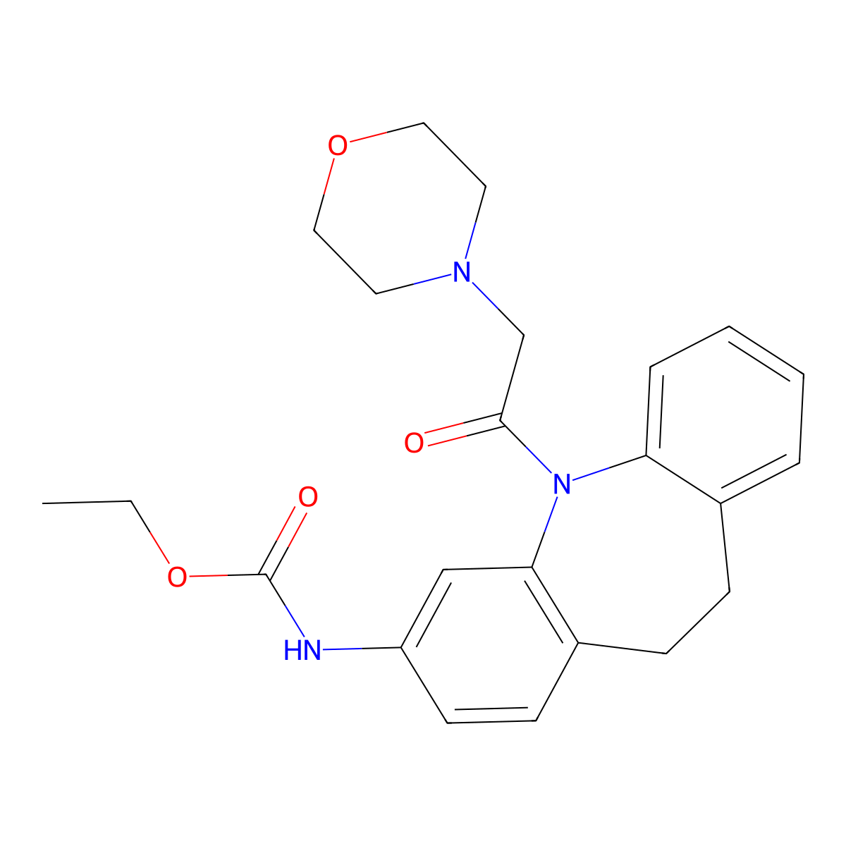 ethyl (5-(2-morpholinoacetyl)-10,11-dihydro-5H-dibenzo[b,f]azepin-3-yl)carbamate molecular structure, CAS 78816-68-9