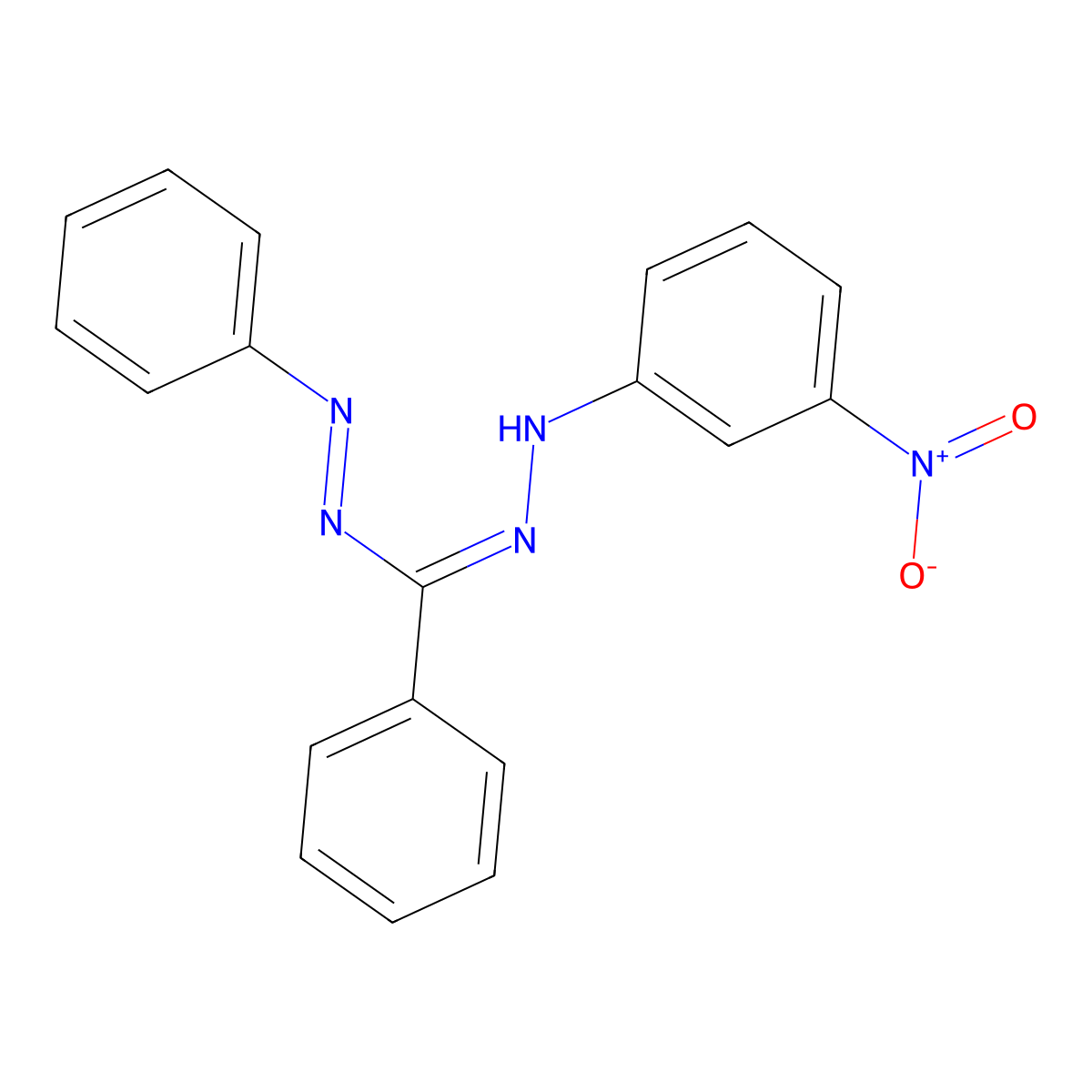 Diazene, (3-nitrophenyl)[phenyl(phenylhydrazono)methyl]- molecular structure, CAS 78818-67-4