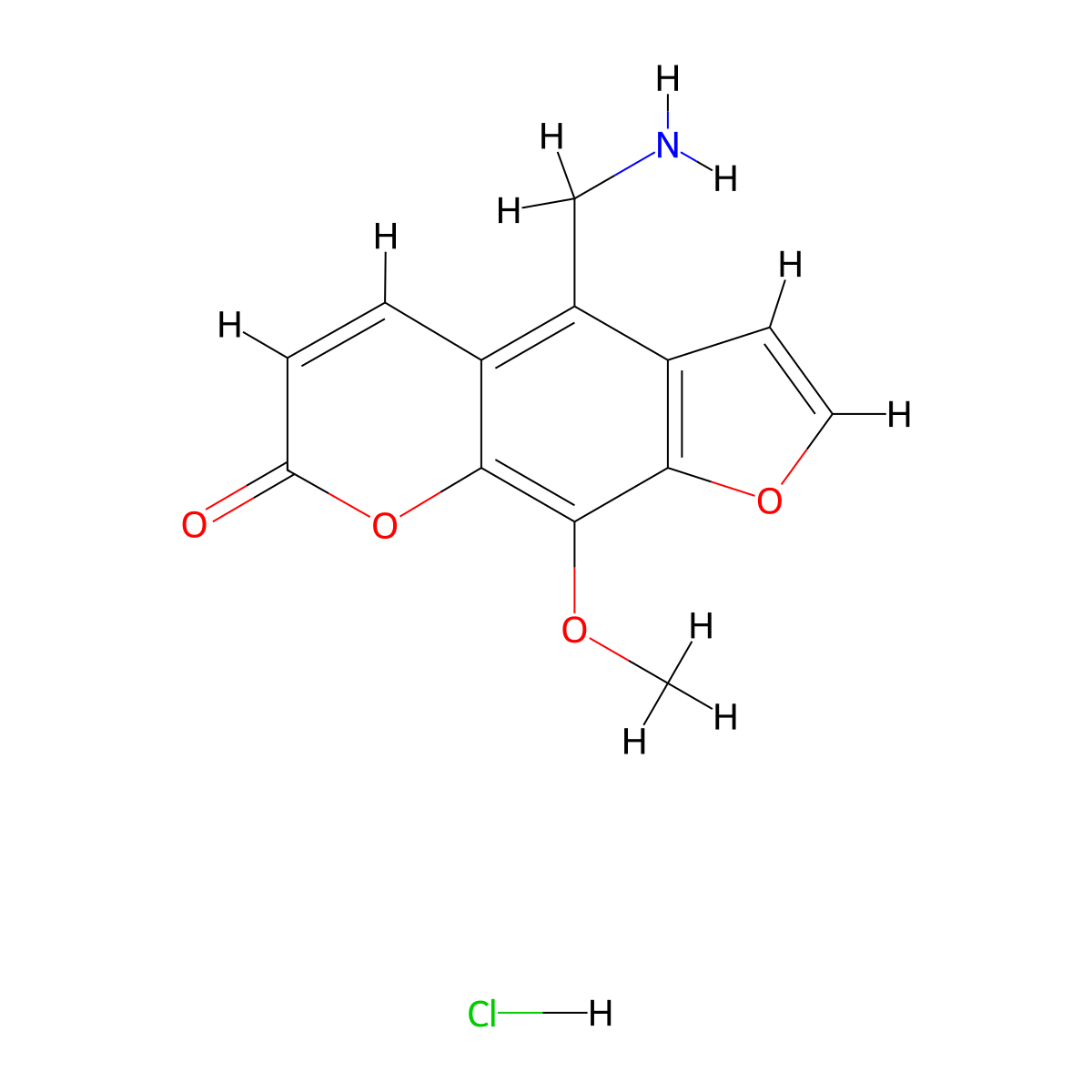 4-(Aminomethyl)-9-methoxy-7H-furo(3,2-g)(1)benzopyran-7-one hydrochloride molecular structure, CAS 78827-47-1