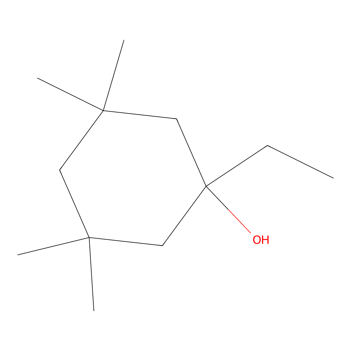 1-Ethyl-3,3,5,5-tetramethylcyclohexan-1-ol molecular structure, CAS 78829-27-3