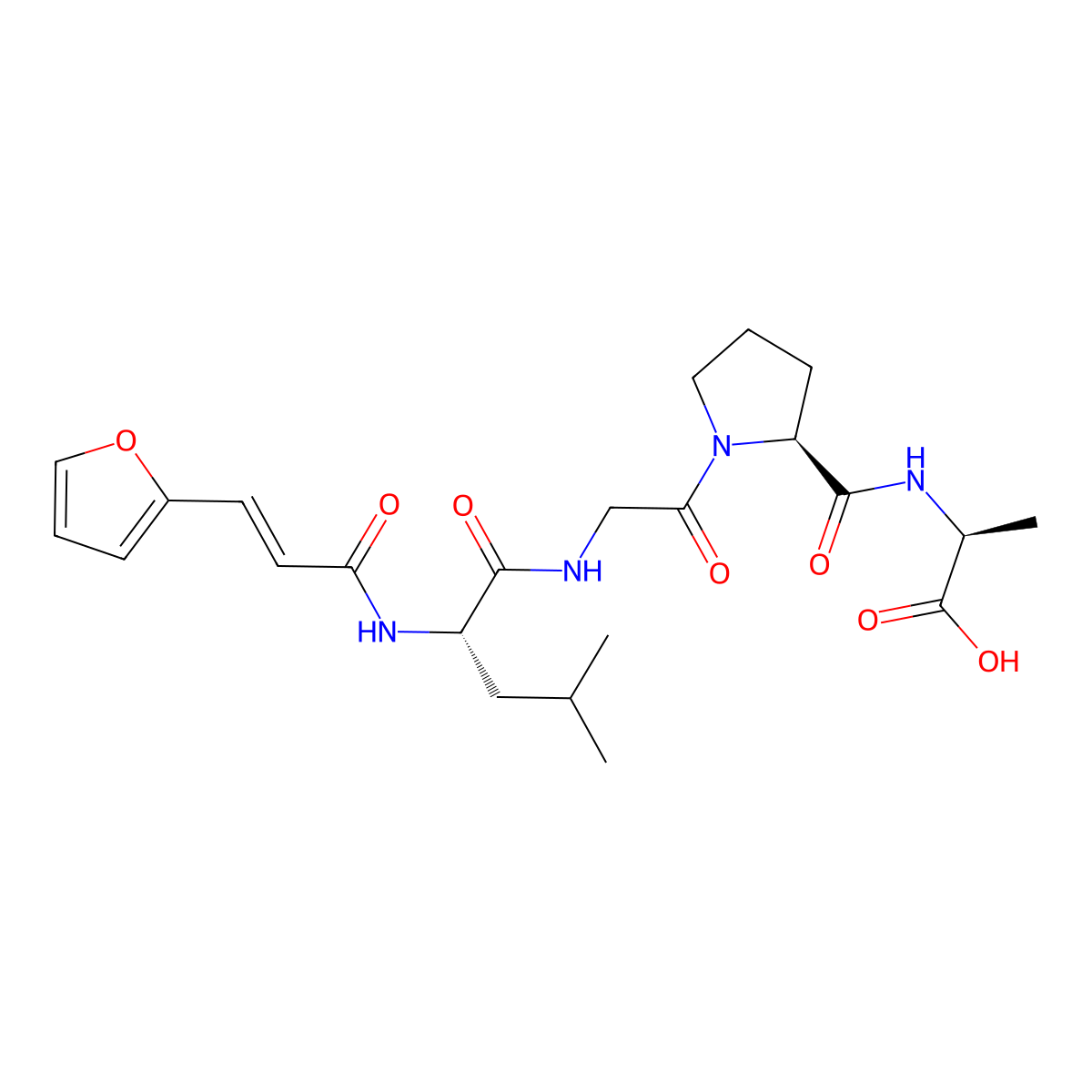 2-Furanacryloyl-leucyl-glycyl-prolyl-alanine molecular structure, CAS 78832-65-2
