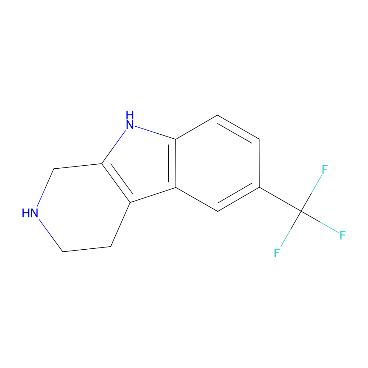 1H-Pyrido(3,4-b)indole, 2,3,4,9-tetrahydro-6-(trifluoromethyl)- molecular structure, CAS 78832-75-4