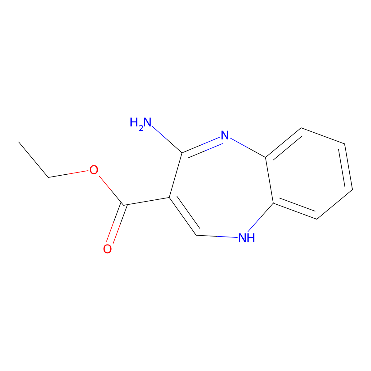Ethyl 2-imino-2,5-dihydro-1H-1,5-benzodiazepine-3-carboxylate molecular structure, CAS 78842-07-6