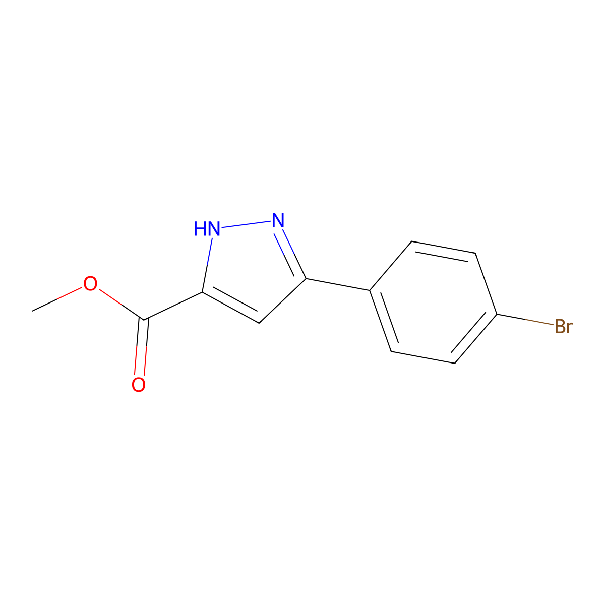 methyl 3-(4-bromophenyl)-1H-pyrazole-5-carboxylate molecular structure, CAS 78842-74-7