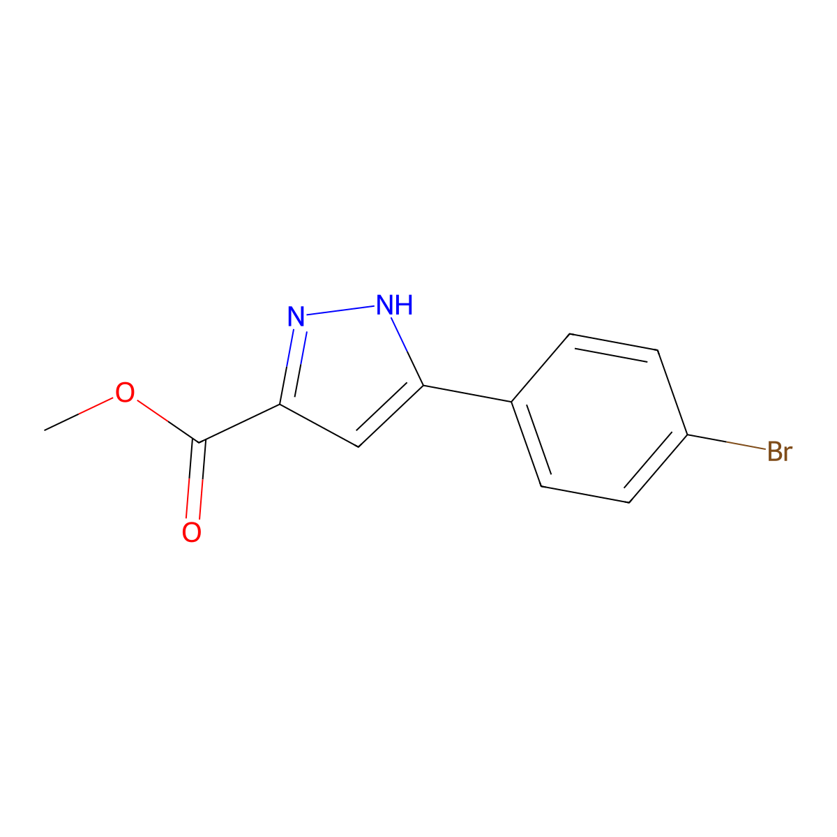 methyl 3-(4-bromophenyl)-1H-pyrazole-5-carboxylate molecular structure, CAS 78842-74-7