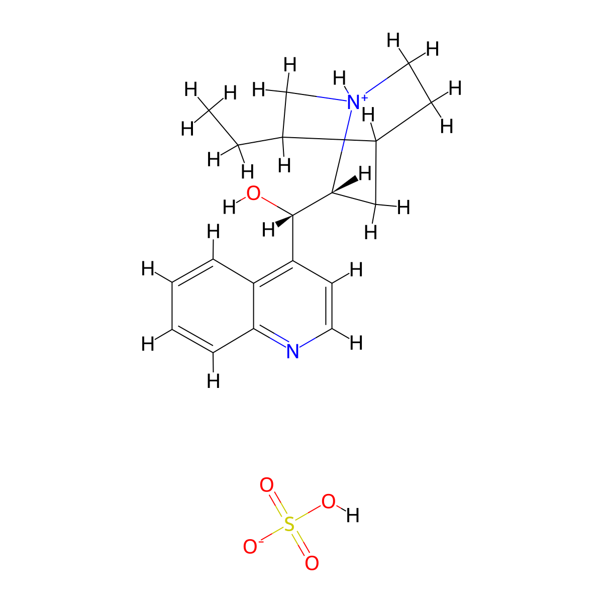 cinchonan-9-ol, 10,11-dihydro-, (8-alpha,9r)-, sulfate (1:1) (salt) molecular structure, CAS 78848-93-8