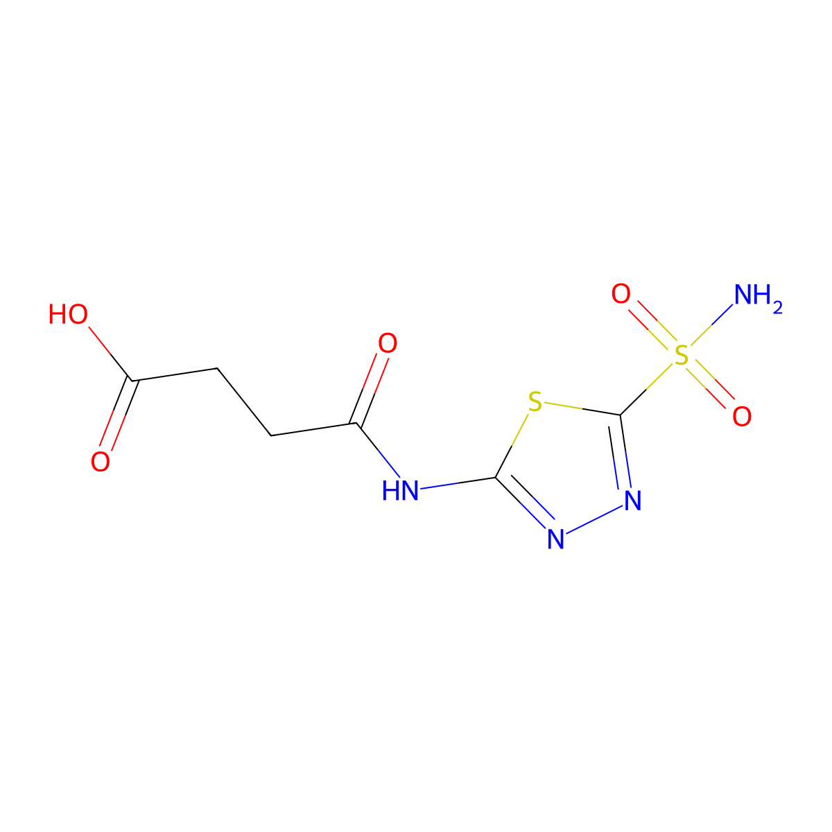 4-((5-(Aminosulfonyl)-1,3,4-thiadiazol-2-yl)amino)-4-oxobutanoic acid molecular structure, CAS 78851-85-1