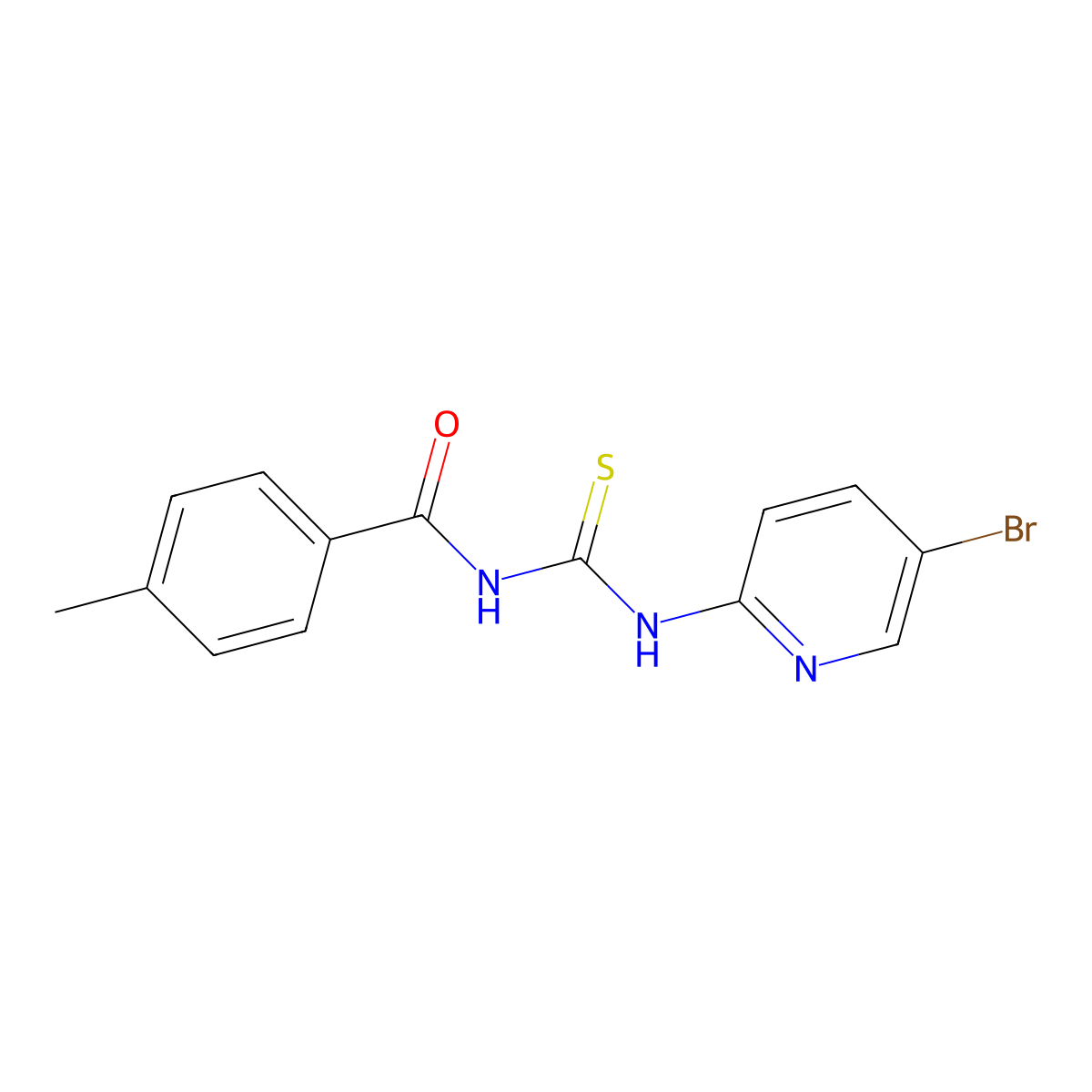 N-[(5-bromopyridin-2-yl)carbamothioyl]-4-methylbenzamide molecular structure, CAS 78852-28-5