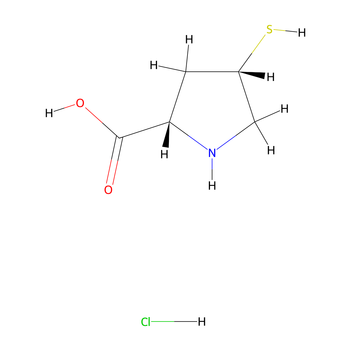 (4S)-4-mercapto-L-proline hydrochloride molecular structure, CAS 78854-27-0
