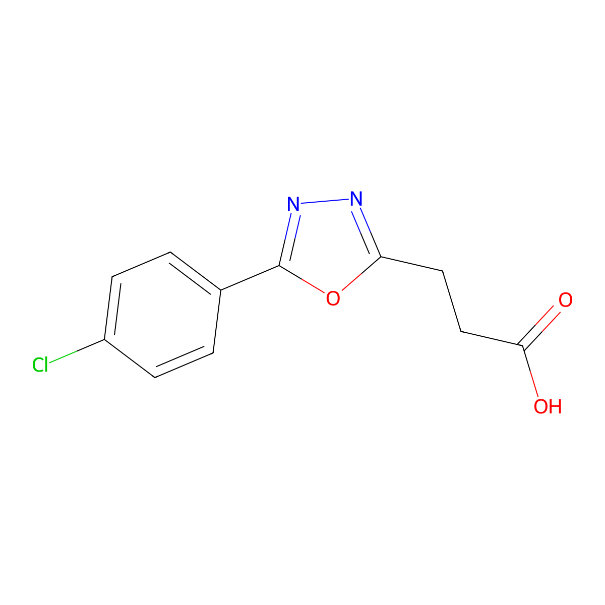3-[5-(4-Chlorophenyl)-1,3,4-oxadiazol-2-yl]propanoic acid molecular structure, CAS 78858-61-4