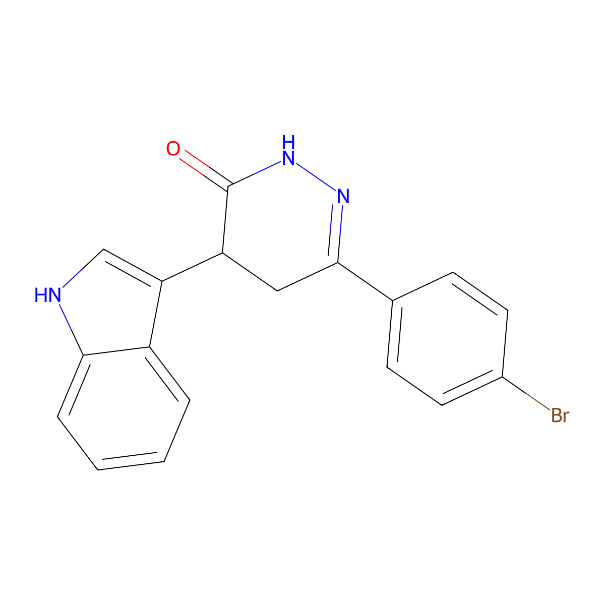 6-(4-bromophenyl)-4-(1H-indol-3-yl)-4,5-dihydro-3(2H)-pyridazinone molecular structure, CAS 78860-87-4