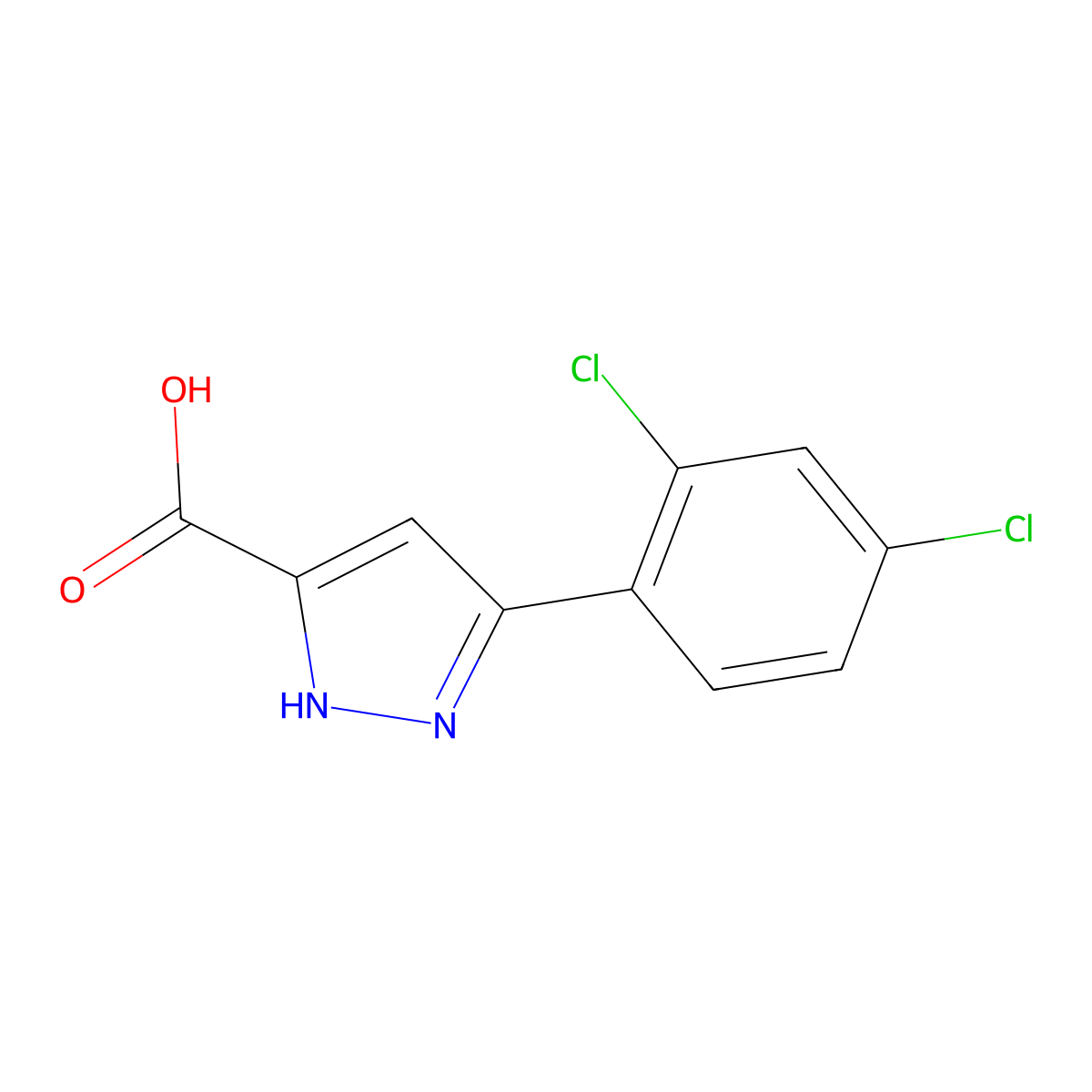 5-(2,4-dichlorophenyl)-1H-pyrazole-3-carboxylic acid molecular structure, CAS 78874-27-8
