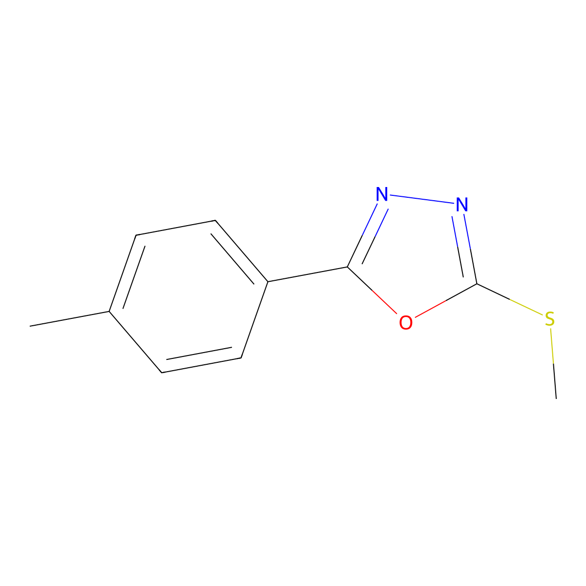 2-(4-Methylphenyl)-5-(methylsulfanyl)-1,3,4-oxadiazole molecular structure, CAS 78874-84-7