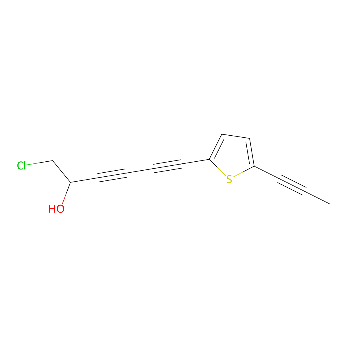 1-Chloro-6-(5-(prop-1-ynyl)thiophen-2-yl)hexa-3,5-diyn-2-ol molecular structure, CAS 78876-52-5