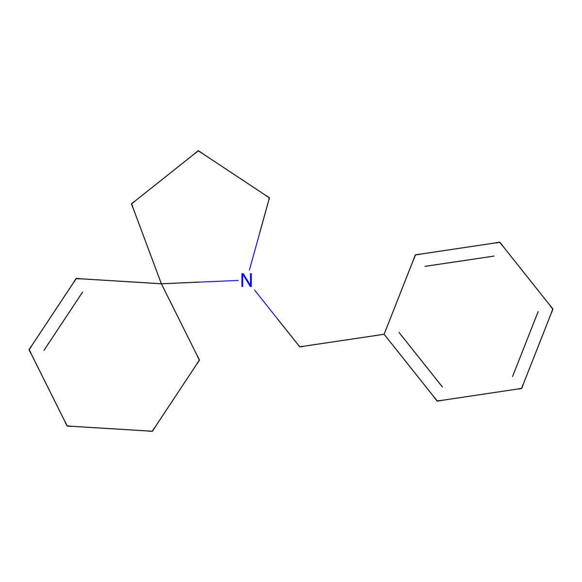 1-Azaspiro(4.5)dec-6-ene, 1-(phenylmethyl)- molecular structure, CAS 78877-18-6