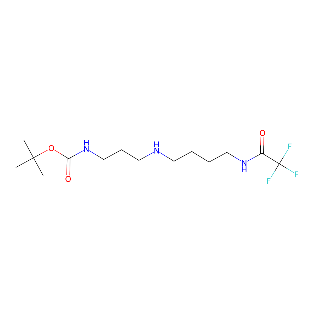 tert-Butyl (3-((4-(2,2,2-trifluoroacetamido)butyl)amino)propyl)carbamate molecular structure, CAS 788778-79-0