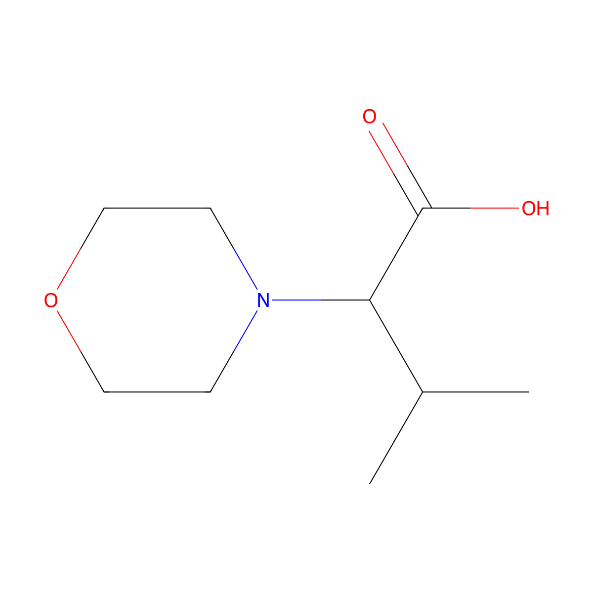 3-Methyl-2-morpholino-butanoic acid molecular structure, CAS 788797-27-3
