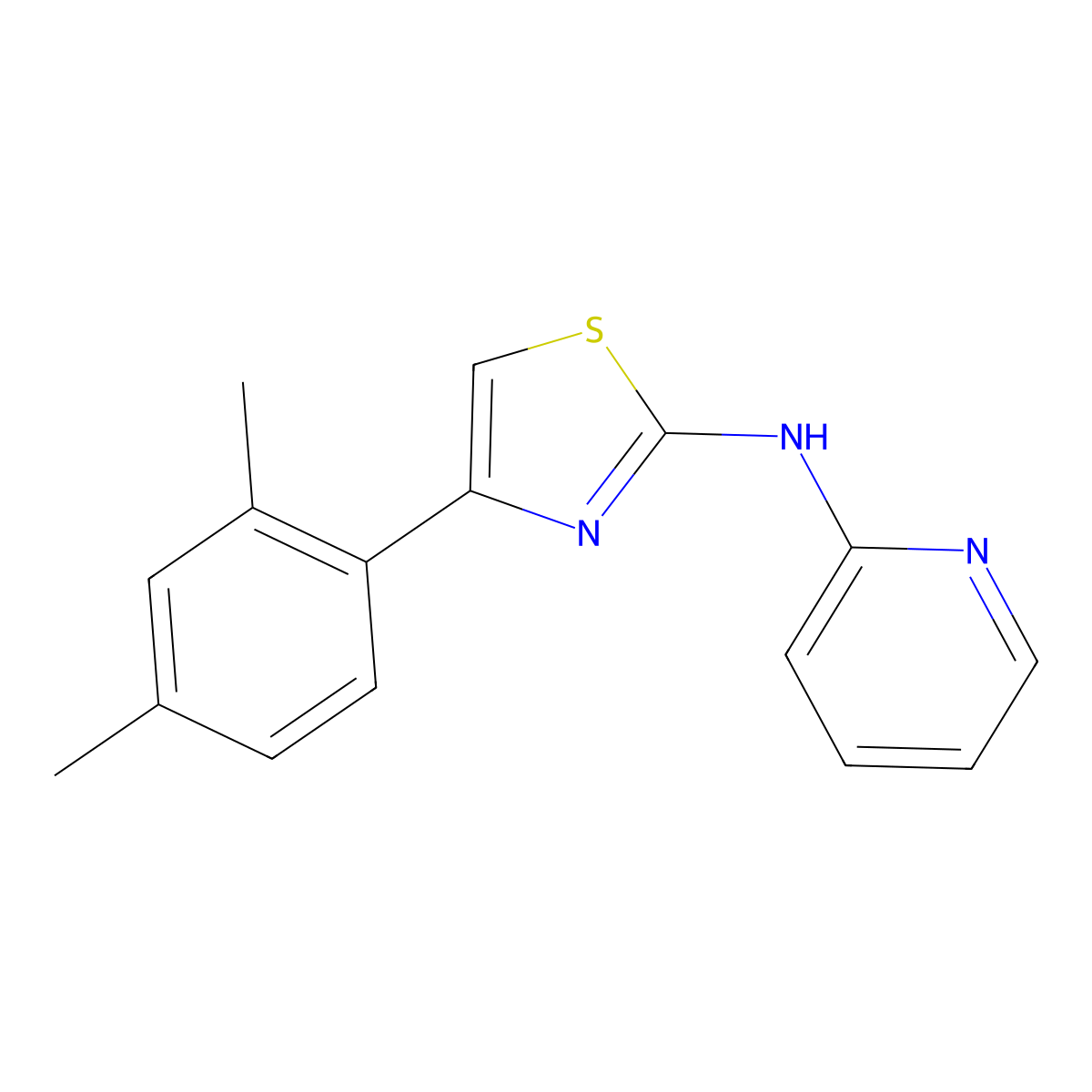 4-(2,4-dimethylphenyl)-N-pyridin-2-yl-1,3-thiazol-2-amine molecular structure, CAS 788811-17-6