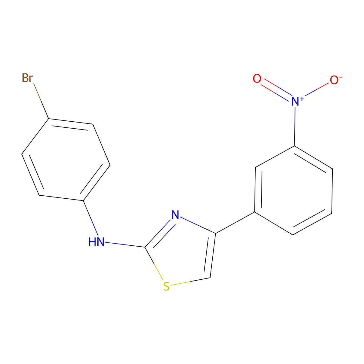 N-(4-bromophenyl)-4-(3-nitrophenyl)-1,3-thiazol-2-amine molecular structure, CAS 788816-72-8