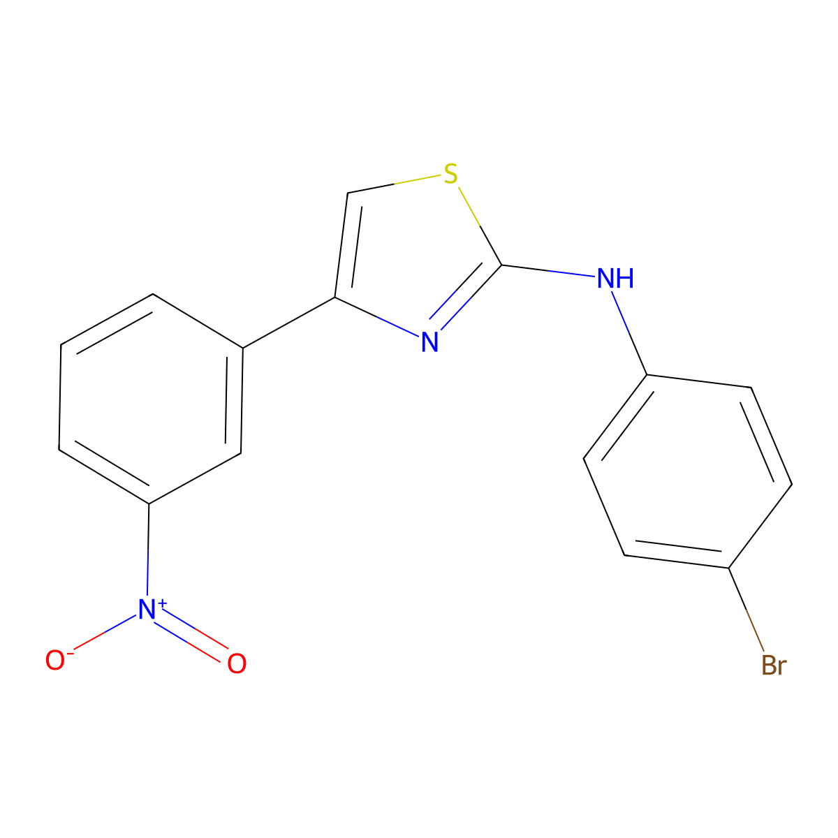 N-(4-bromophenyl)-4-(3-nitrophenyl)-1,3-thiazol-2-amine molecular structure, CAS 788816-72-8