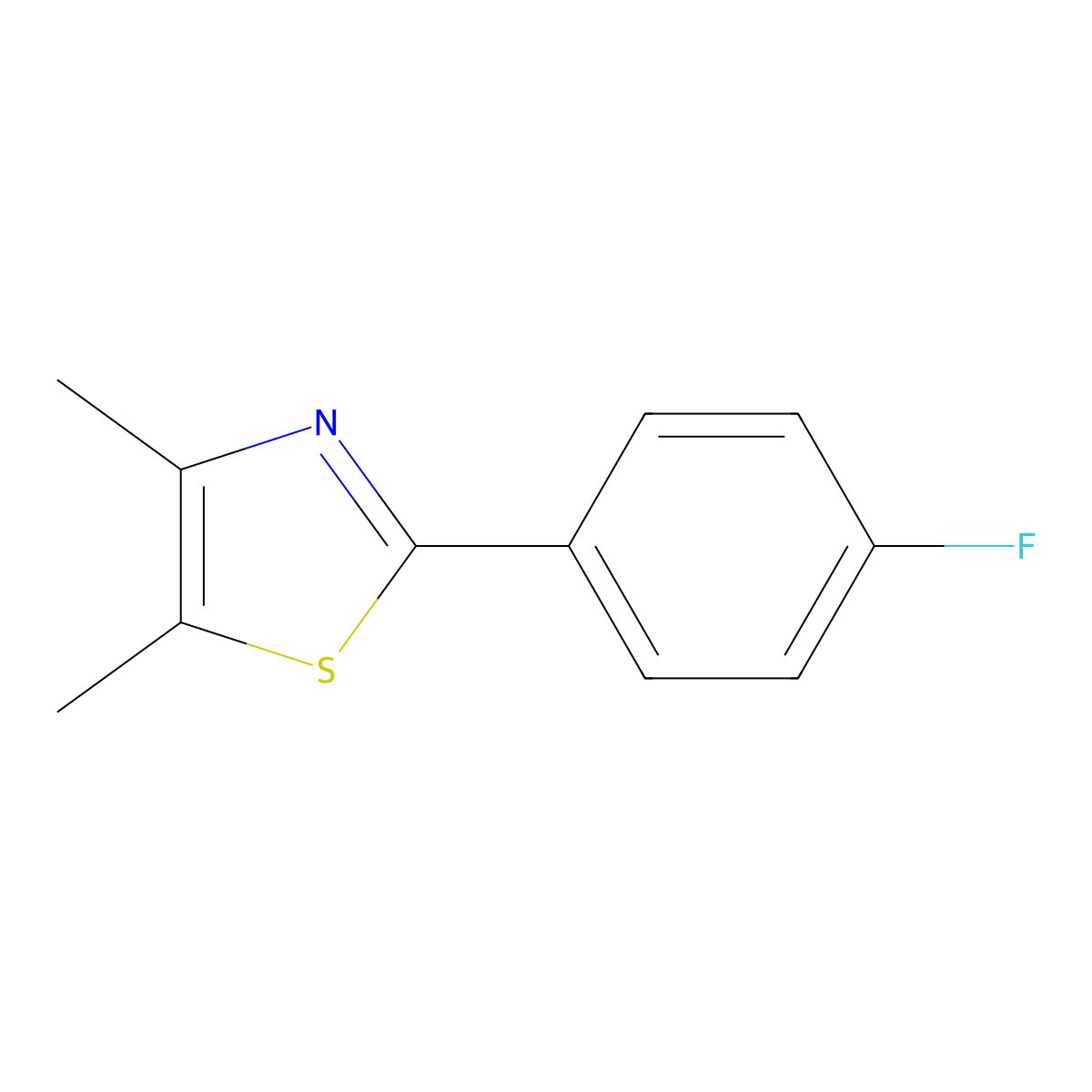 2-(4-Fluorophenyl)-4,5-dimethylthiazole molecular structure, CAS 788821-32-9