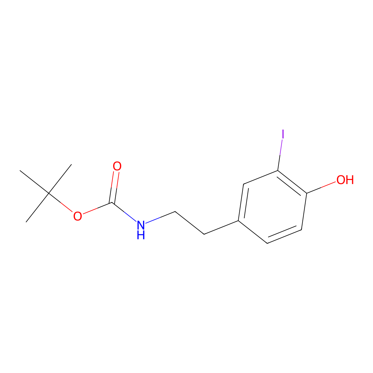 tert-Butyl 4-hydroxy-3-iodophenethylcarbamate molecular structure, CAS 788824-50-0