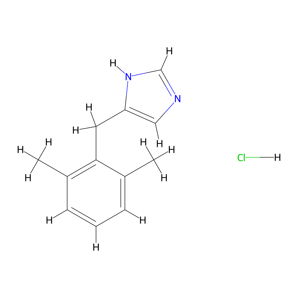 1H-Imidazole, 4-((2,6-dimethylphenyl)methyl)-, monohydrochloride molecular structure, CAS 78892-45-2