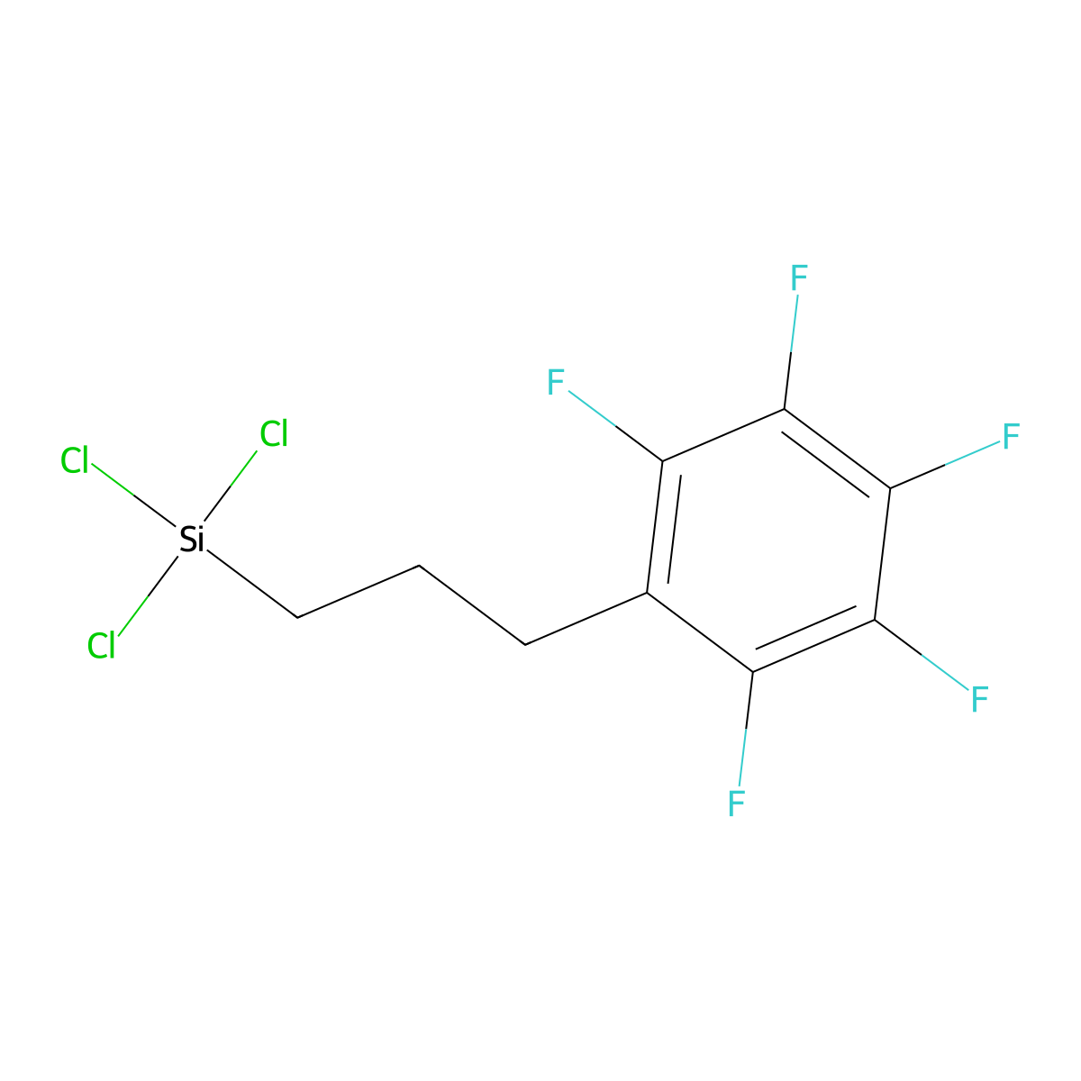 Trichloro(3-(pentafluorophenyl)propyl)silane molecular structure, CAS 78900-02-4