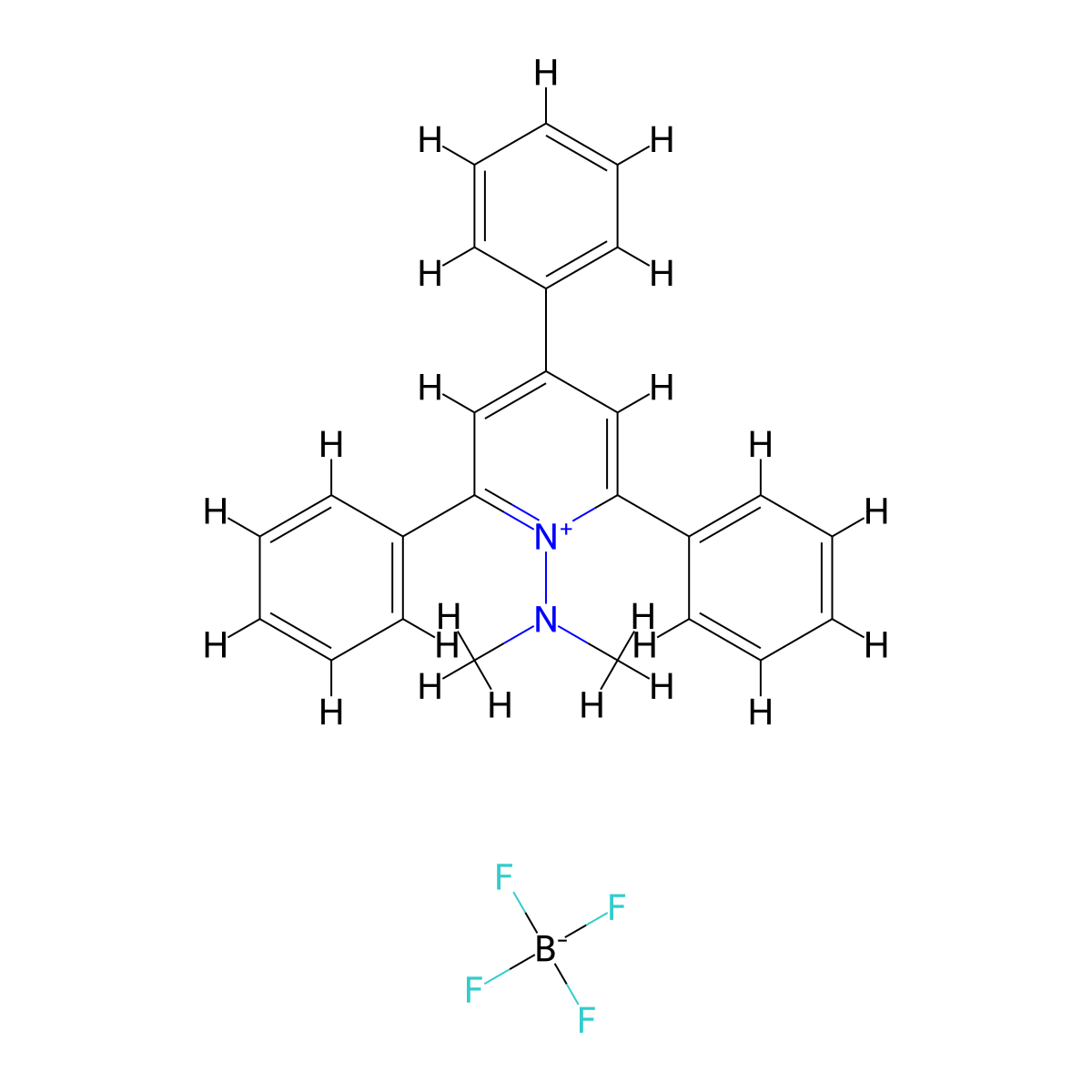 1-(Dimethylamino)-2,4,6-triphenylpyridin-1-ium tetrafluoroborate molecular structure, CAS 78904-71-9