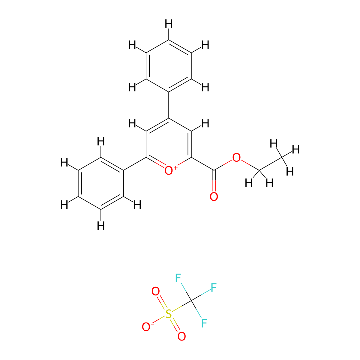 2-(Ethoxycarbonyl)-4,6-diphenylpyranium trifluoromethanesulfonate molecular structure, CAS 78904-85-5