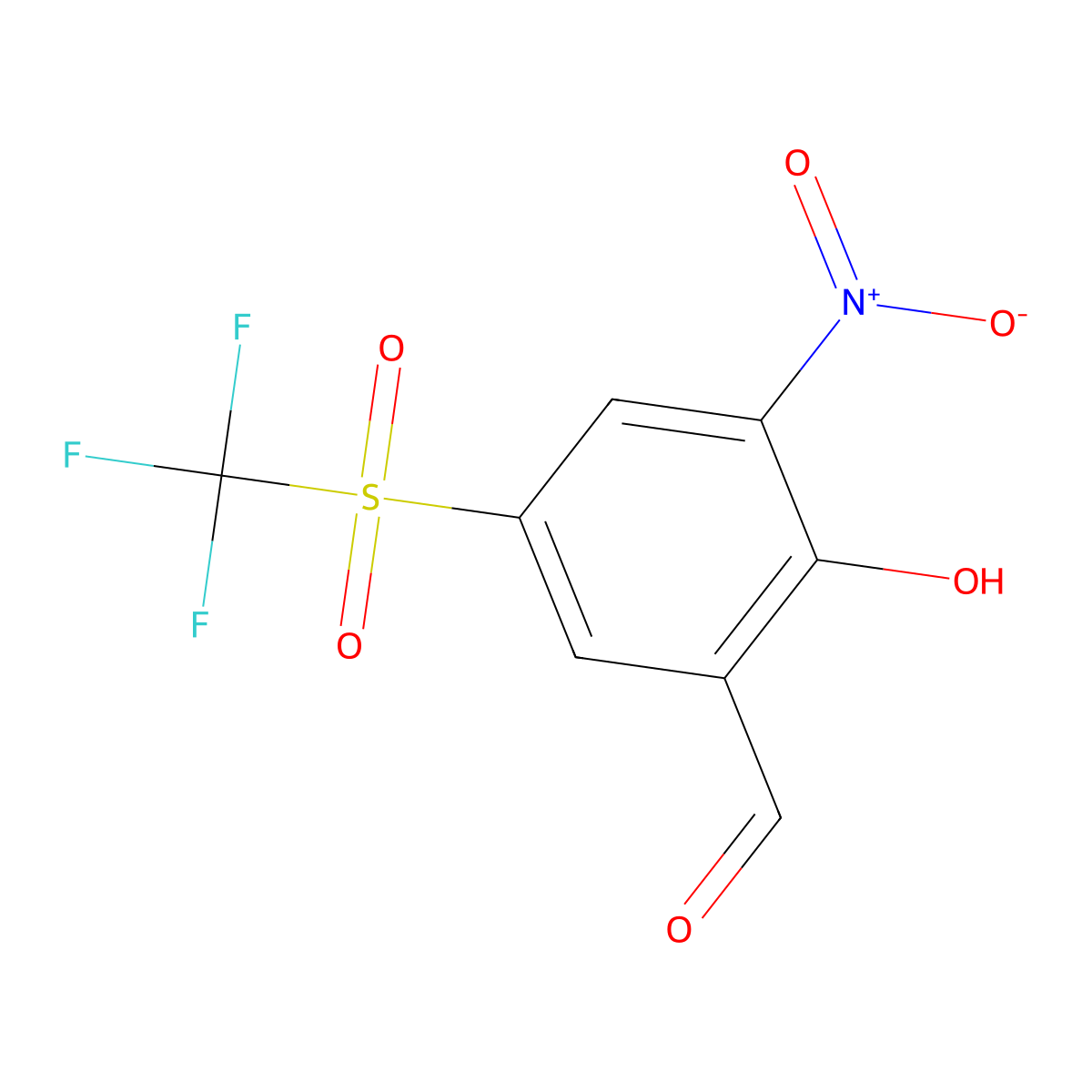 2-Hydroxy-3-nitro-5-(trifluoromethylsulfonyl)benzaldehyde molecular structure, CAS 78915-00-1