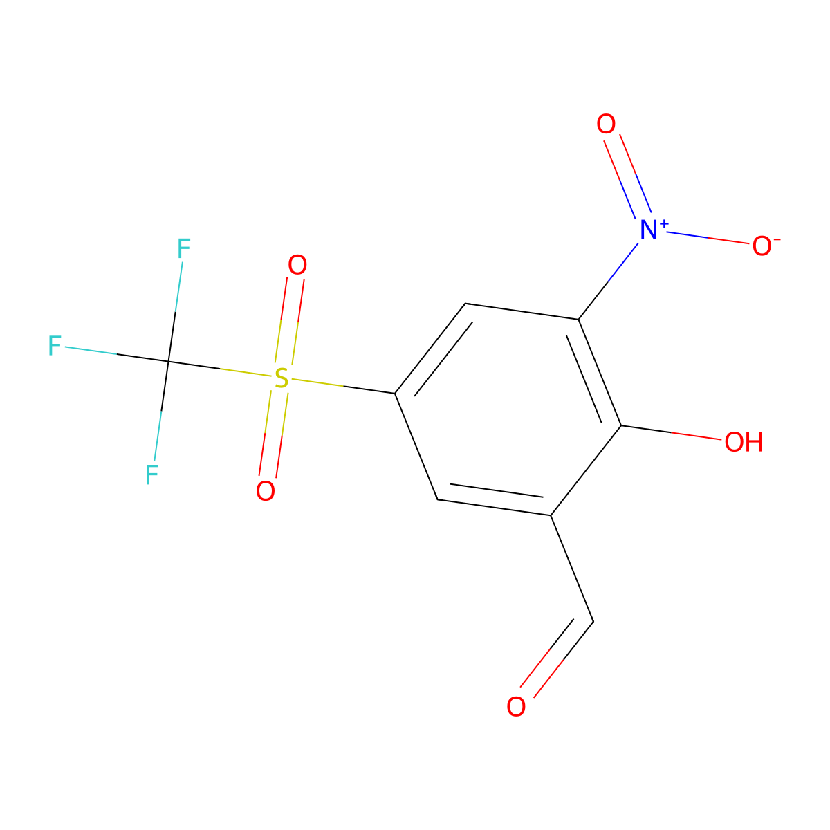 2-Hydroxy-3-nitro-5-(trifluoromethylsulfonyl)benzaldehyde molecular structure, CAS 78915-00-1
